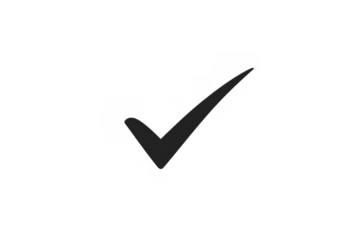 Black check mark symbol illustrating approval, validation, completion, and success on transparent background