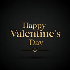 Obraz premium Stylish golden happy valentine's day greeting card dark background.