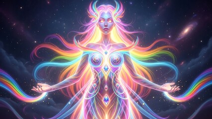 Vibrant Goddess of Cosmic Energy Spirituality.