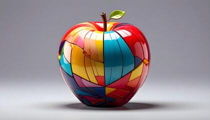 Apple concept forming a colorful mosaic puzzle