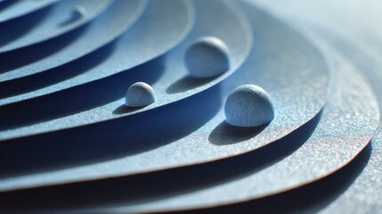 Blue embossed lab experiment with floating orbs and research space