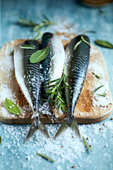 Raw Mackerel with Herbs and Sea Salt. Top view