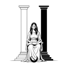 Mystical Priestess: Esoteric Tarot Arcana Illustration for Spiritual & Occult Designs