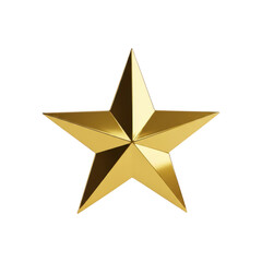 Obraz premium Highly detailed gold five pointed star 3d render on a transparent background for recognition or rating