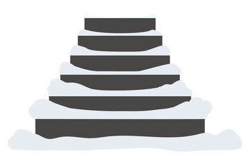 冬の雪が積もった階段のイラスト　ベクター