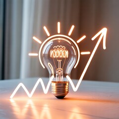 Lightbulb with Growth Concept and Upward Arrow