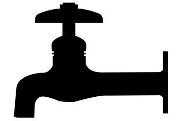 蛇口のシルエットイラスト｜水道設備を示すシンプルな図形素材