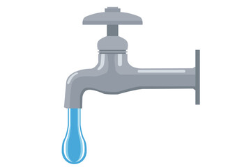 凍結した蛇口と氷のしずくのイラスト｜冬の寒さと水道トラブルのイメージ