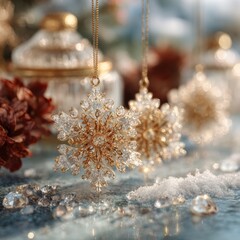 Decorative Snowflakes with Warm Holiday Atmosphere