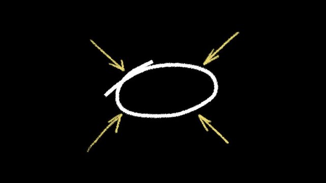 White circle scribble with arrows highlight marker hand drawn focus on transparent background.