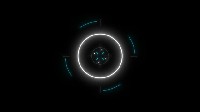 Hud sci-fi blue circle target interface futuristic scope animation  on transparent background.
