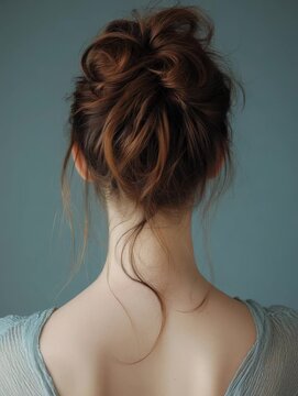Beautiful hairstyle tutorial set in a cozy room in the afternoon with natural lighting and soft colors