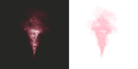 Red glowing smoke vortex isolated on transparent PNG background.