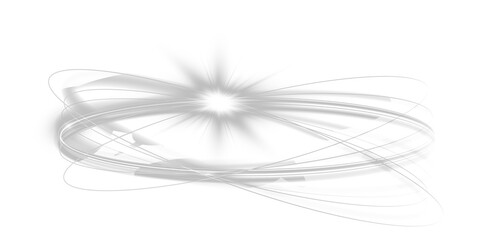 Glowing vortex light trails forming circular energy rings isolated on transparent PNG background.
