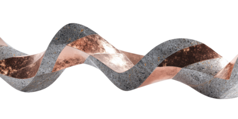 Abstract Wave with Marble and Copper Texture on Transparent Background