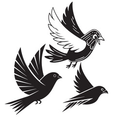Fototapeta premium Flying Bird Vector Illustration Set for Freedom and Communication Concept