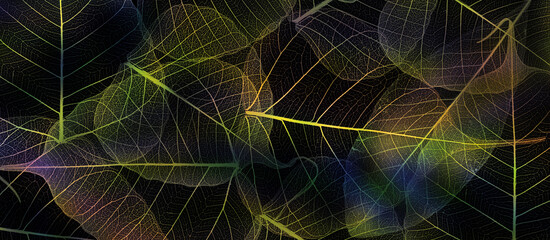 Naklejka premium leaf texture pattern, leaf background with veins and cells - macro photography