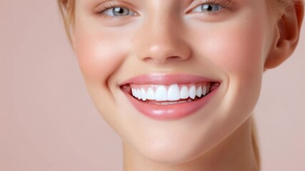 Smile transformation with dental care process and smiling model in a studio setup