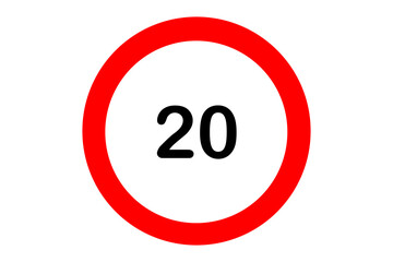 Panneau de vitesse - signalisation sur la route - 20 km/h