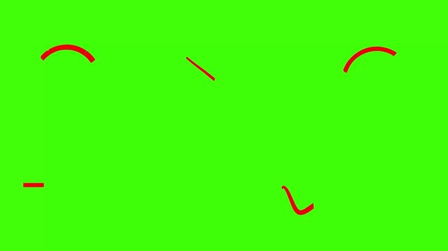 Hand drawn red animation pack with circle, cross, check mark, and equals signs on green screen, 2D frame by frame organic line art for education, school correction, social media markup, and highlight