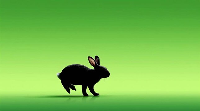 A white rabbit running against a green background, chroma key. Animation of a cute white rabbit or hare running against a green background. Spring, Easter theme. Looping video.