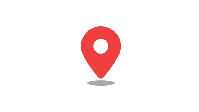Location map pin pointer red icon 2d marker navigation symbol on transparent background.