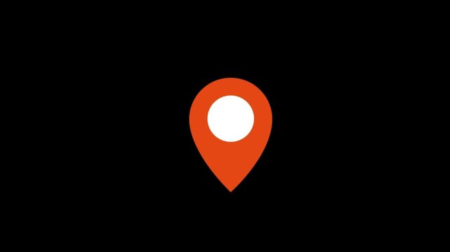 Location map pin pointer red icon 2d marker navigation symbol on transparent background.