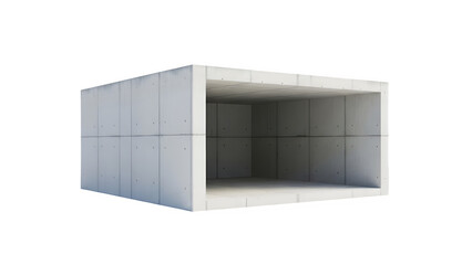 Precast concrete box culvert structure for underground drainage and utility installation isolated on transparent background