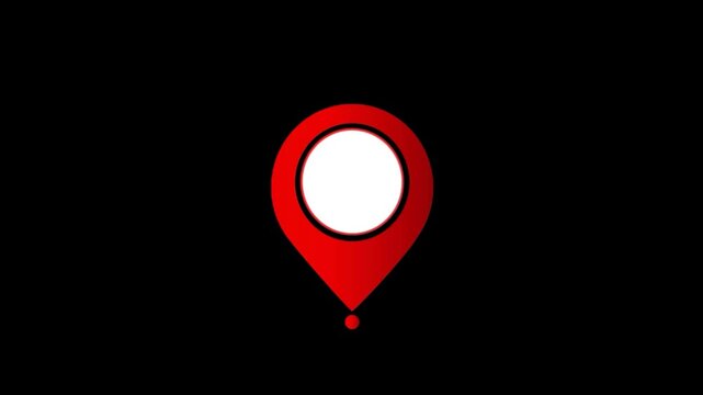 Location map pin pointer red icon 3d marker navigation symbol on transparent background.