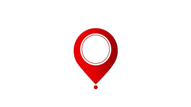 Location map pin pointer red icon 3d marker navigation symbol on transparent background.