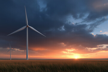 Obraz premium Wind Turbine in Energy Infrastructure Scene