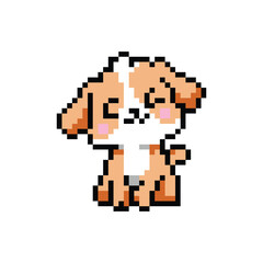 Fototapeta premium Cute dog character pixel art illustration drawing clip art