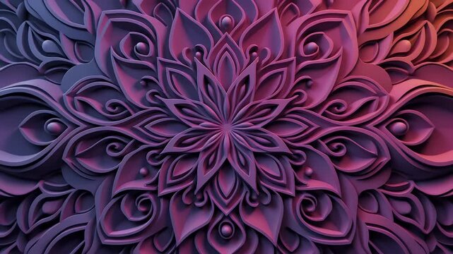 Intricate Mandala Pattern with Deep Purple and Pink Tones Elegant Floral Design with Soft Lighting