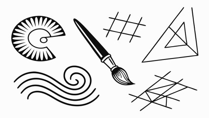 Vector Graphic Design Elements Set Paintbrush Geometric and Organic Shapes Line Art Illustration Tools