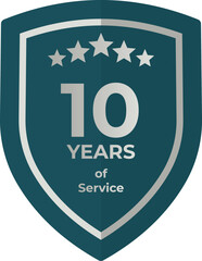 Ten Years of Service Shield Badge Icon