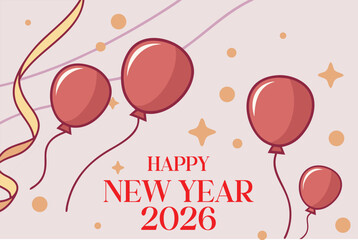 Happy new year 2026 text clipart design.