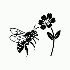 Bee interacting with flower