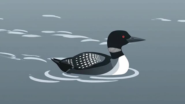 Animated Great Northern Loon Birds Swimming In Calm Waters Peaceful Wildlife Scenery