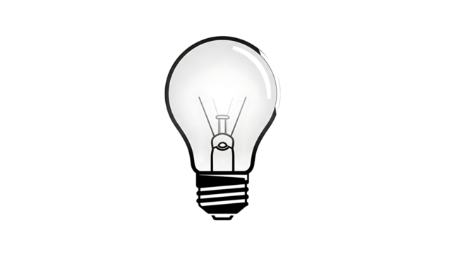 A simple light bulb on transparent background - Powered by Adobe
