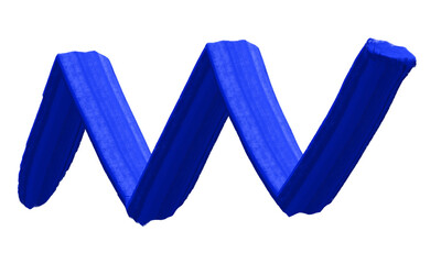 Blue zigzag acrylic paint stroke isolated on transparent background.