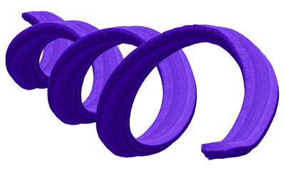 Violet Helix Coil with Realistic Texture isolated on transparent background.