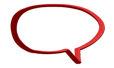 Red hand-drawn oval speech bubble isolated on transparent background.