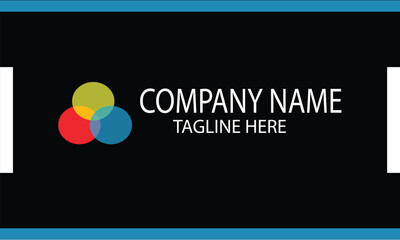 Modern, abstract corporate logo design featuring three overlapping, brightly colored circles positioned next to bold company name and tagline text placeholders.