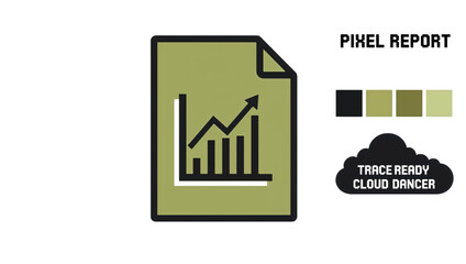 Business report icon with growth chart and arrow. Flat design vector illustration of data analysis document. Minimalist graphic for financial success and statistics