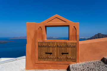 View of the Agean Sea from  Fira, Santorini, Greece