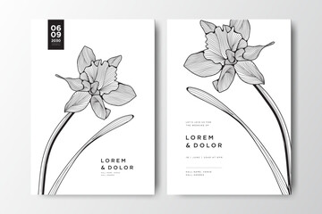 wedding card with floral line art design   © Dream4