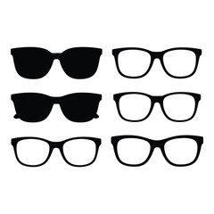 A collection of six different styles of sunglasses and eyeglasses presented