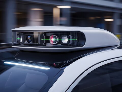 Futuristic Autonomous Car Lidar Sensor System for Technology Website - Powered by Adobe
