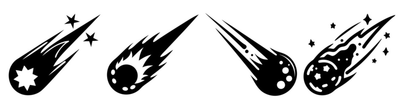 Dynamic collection of falling meteors and comets across the cosmic expanse Vector