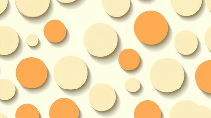Playful 3D abstract background featuring yellow and orange circles with soft shadows on a cream surface for energetic designs.